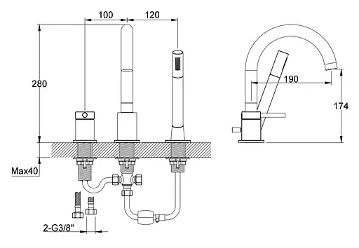 Смеситель для ванны Kohlman Axel хром на борт ванны QB241A Хром - фото 2