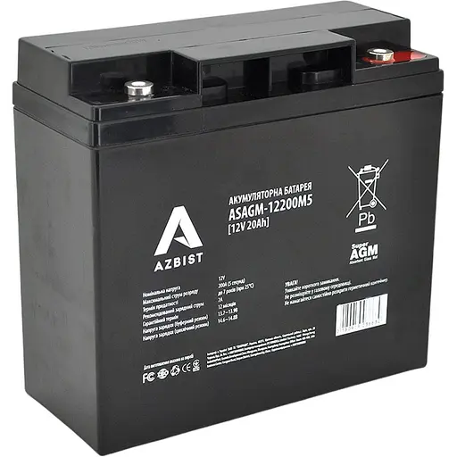 Аккумулятор Azbist AGM 12V (12.8V/20Ah/240Wh) (ASAGM-12200M5) [153953] - фото 1