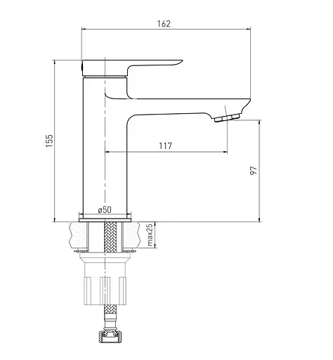 Змішувач для умивальника Volle Libra 35 мм de la noche 1521.010104 Чорний матовий - фото 2