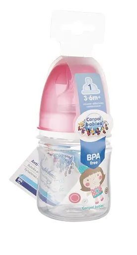 Пляшка з широким отвором антиколікова "Easystart" Кольорові звірята 120 мл Рожева - фото 3