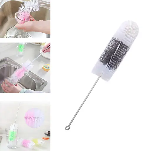 Йоршик щітка для миття пляшок і пляшок з гнучкою ручкою 28 см, Kitchen Master Сірий 86063 - фото 1