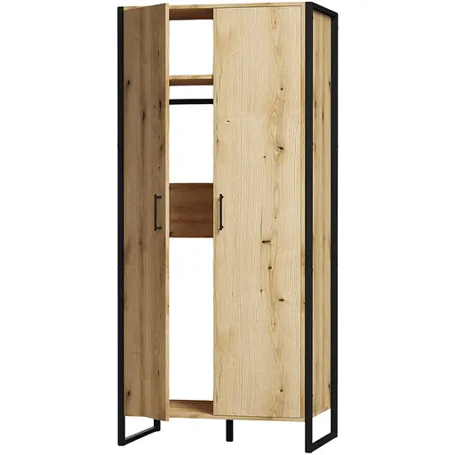 Шафа гардеробна лофт ОП-655 Orange-Line 860х550х1900 Чорний/Дуб Евок прибережний