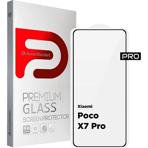 Защитное стекло ArmorStandart Full Pro Glass для Poco X7 Pro Black (ARM82715) [128558]