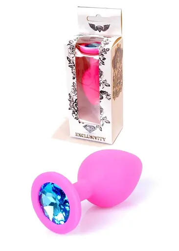 Силіконова анальна пробка з кристалом Boss Silikon Jewellery 8 см (блакитний)