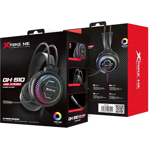Игровая гарнитура Xtrike Me GH-510 USB статическое RGB кабель 2 м - фото 5