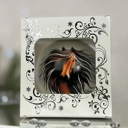 Ялинкова прикраса Санта Шоп Символ 2026 Стрімкий кінь білий скло (4820001180541) - фото 4