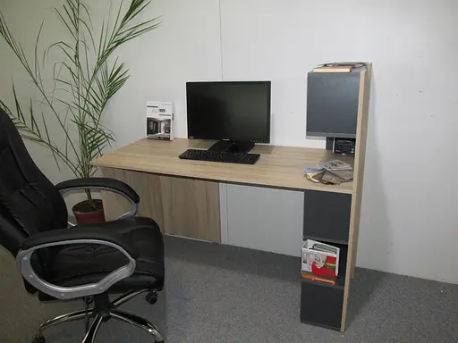 Cтол компьютерный с полками М-ЗОН Джеко 1416P прав Сонома/Антрацит (MZN-031030) - фото 4