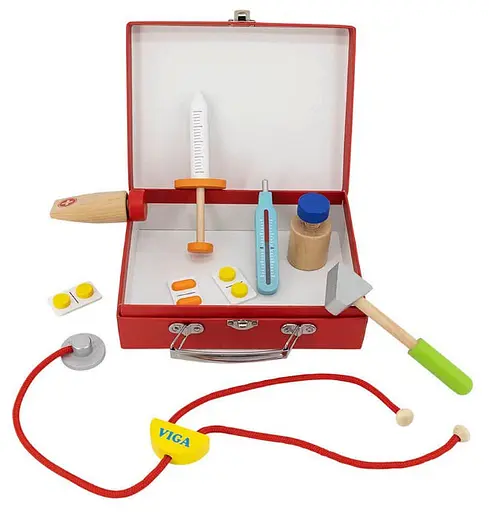 Ігровий набір Viga Toys Валіза доктора 50530 дерев'яний набір 10 інструментів лікаря - фото 4