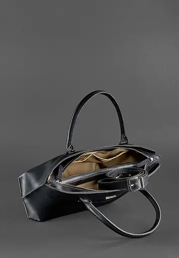 Жіноча шкіряна сумка Midi чорна - фото 7