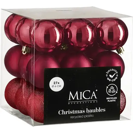 Набір ялинкових куль Mica Decorations вишневі 6 см 27 шт. (1181970)