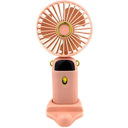 Детский портативный USB-вентилятор Mini Fan с подставкой для телефона пудровый (677-58A)