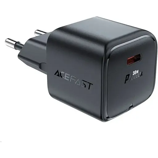 Мережевий зарядний пристрій Acefast A77 mini PD30W GaN USB-C charger чорний - фото 1