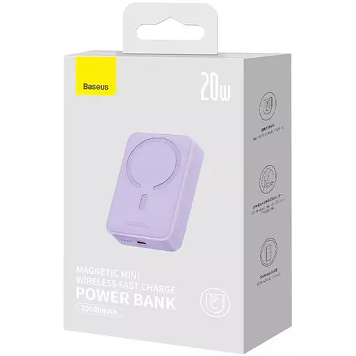 Портативний ЗП Power Bank Baseus Magnetic Mini OS 20W c БЗП 10000 mAh (PPCX110105) Purple - фото 6