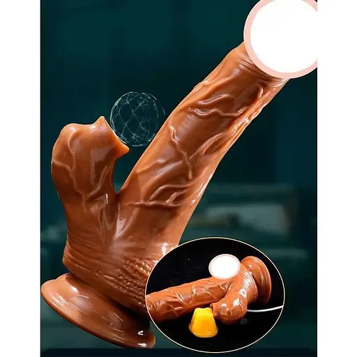 Реалистичный вибратор с подогревом для женщин силиконовый 18 см USB коричневый - фото 4