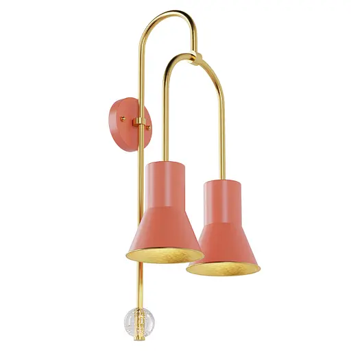 Настінний світильник, бра ARCH PikArt арт. 9302 золотий/кораловий 2 шт - фото 1