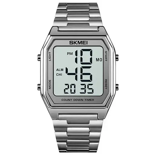 Мужские наручные часы Skmei 1735 (Серебристый с белым циферблатом)
