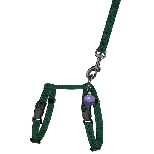 Шлей с поводком для кошек и мелких собак Баркси Urban патриотическая размер XS Вышиванка зеленая - фото 3