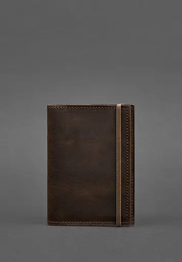 Кожаная обложка для паспорта 1.0 темно-коричневая Crazy Horse - фото 2