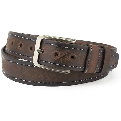 Ремень мужской кожаный SF-4011 под джинсы коричневый (130 см) - фото 1