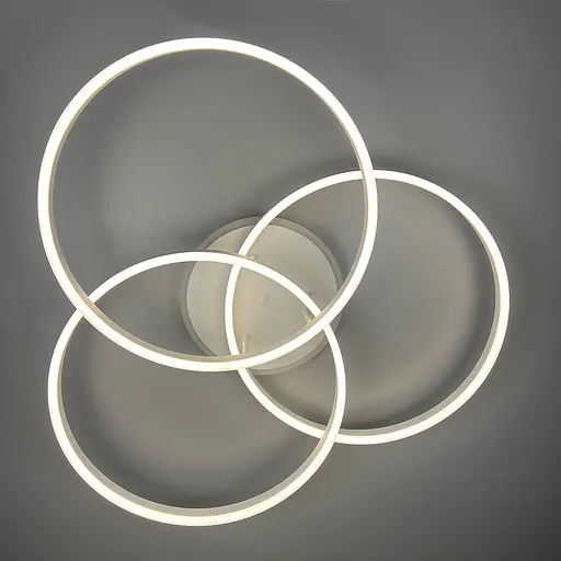 Светодиодная белая люстра на 3 кольца 77х80 см с пультом и RGB подсветкой Line F | Ст. A55067/3A RGB WT - фото 5