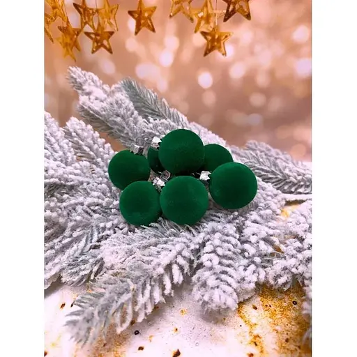 Набір ялинкових куль Оксамит 8 шт Зелений - фото 1