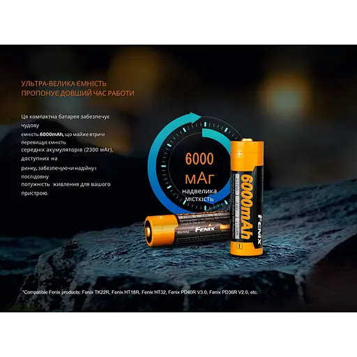 Акумулятор 21700 Fenix ARB-L21-6000 3.6V (Чорно-жовтий) - фото 9