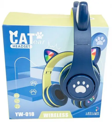 Бездротові дитячі навушники CAT EAR YW-018 з котячими вушками з підсвічуванням - фото 3