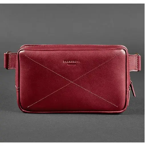 Шкіряна поясна сумка Dropbag Maxi бордова Krast - фото 1