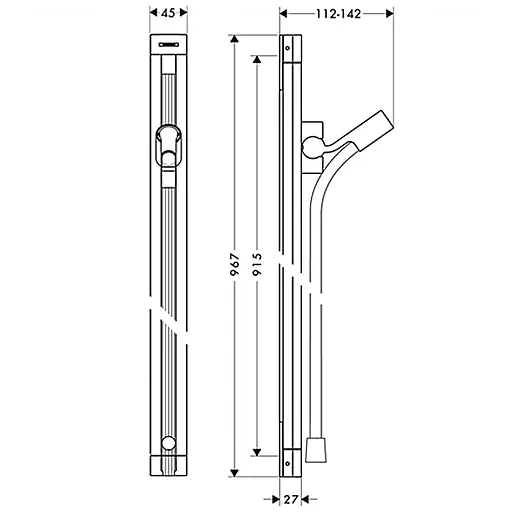 Душевая штанга Hansgrohe Raindance Unica S 90 см хром 27636000 Хром - фото 2