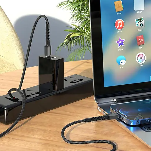 Кабель Hoco Lightning Especial charging data cable for X71 1 м 2.4A чорний - фото 2