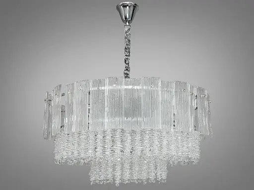 Люстра підвісна з скляними елементами на 20 ламп, колір хром - фото 1