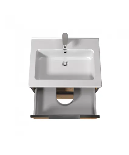 Тумба Мойдодир Line Craft 60 з умивальником Cosmo 60 дуб крафт/Чорний - фото 6