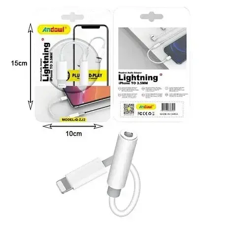 Адаптер переходник Andowl Q-ZJ2 стандарт Lightning на Aux с быстрой скоростью передачи данных - фото 2