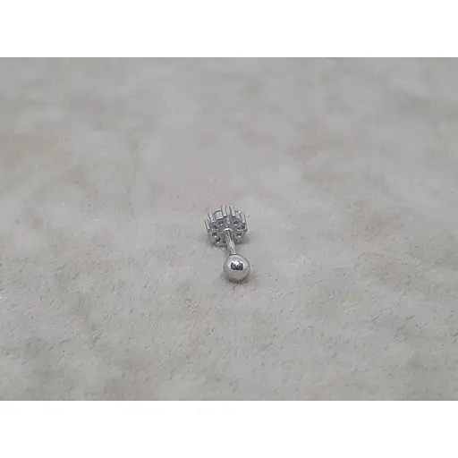 Срібна сережка для пірсингу хеліксу Ірій з фіанітами. 40108ШТ - фото 3