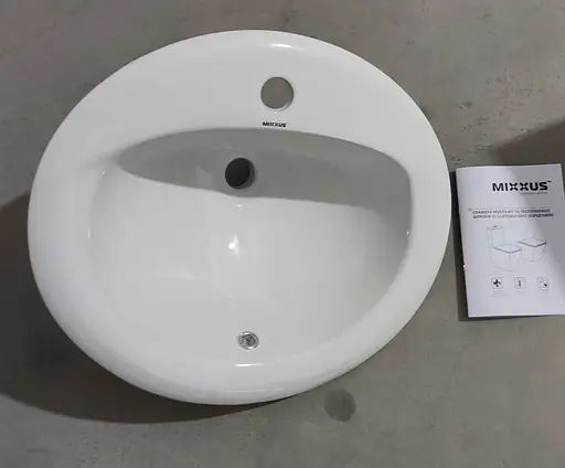 Умивальник врізний на стільницю Mixxus Premium Topper-1602 515x400x200 мм з отвором під змішувач MP6572, Білий - фото 3