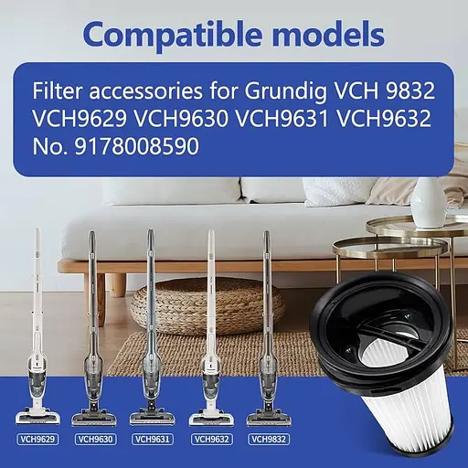 Фільтр контейнера на ручний пилосос Grundig VCH9629, VCH9630, VCH9631, VCH9632, VCH9829, VCH9832, 9178008590 - фото 7