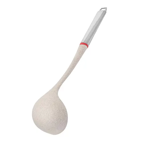 Ополоник половник керамічний під мармур із ручкою з нержавіючої сталі 35 см, Kitchen Master Сталевий 85643 - фото 2