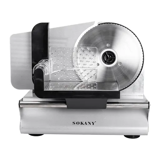 Слайсер електричний Sokany SK-446 500 Вт професійна скибкорізка для м'яса та продуктів Сріблястий