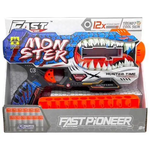 Пистолет BH149 Turbo & Fast с барабаном на батарейках, с мягкими патронами 12шт "Монстр" (6953303513149) - фото 1