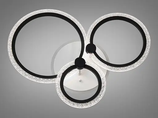 LED люстра з пультом, диммером і кольоровою підсвіткою, 55W, чорна - фото 3