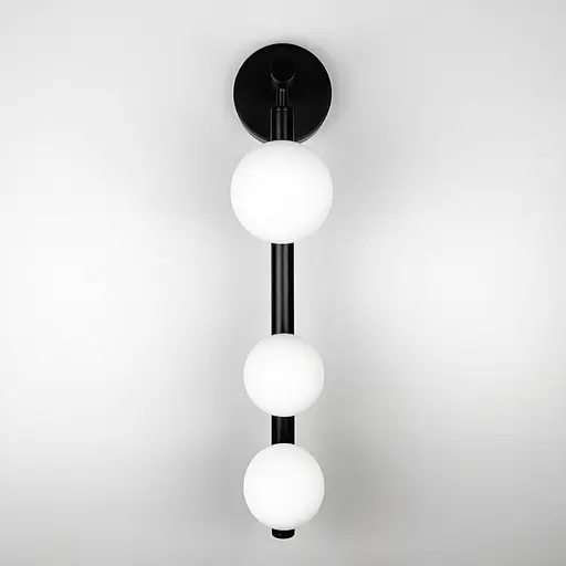 Настінний чорний світильник з 3 білими плафонами Арт. NO 2/3 BK Line F - фото 5