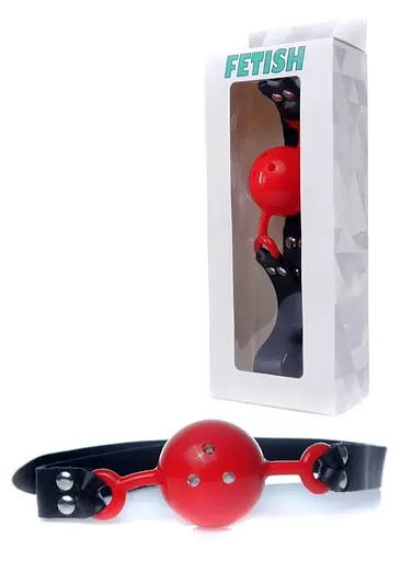 Кляп Fetish B - Series Ball Gag, 4.2 см (черный с красным) - фото 5