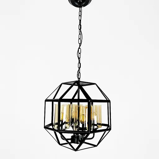 Люстра Лофт у чорному корпусі форми прямий багатогранник Line.F Колір плафона Графітовий - фото 1