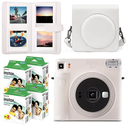 Подарочный набор камера Fujifilm Instax Square SQ1, Фотобумага 80 шт, Чехол, Фотоальбом 80 фото Белый - фото 1