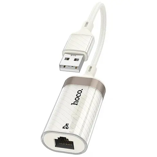 Перехідник Hoco UA41 Crystal USB to RJ45 100 Mbs (0.15m) Apricot - фото 3