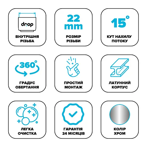 Поворотный адаптер 360° Drop PM360T-F для смесителя - Угол наклона 15°, внутренняя F 22 мм - фото 6