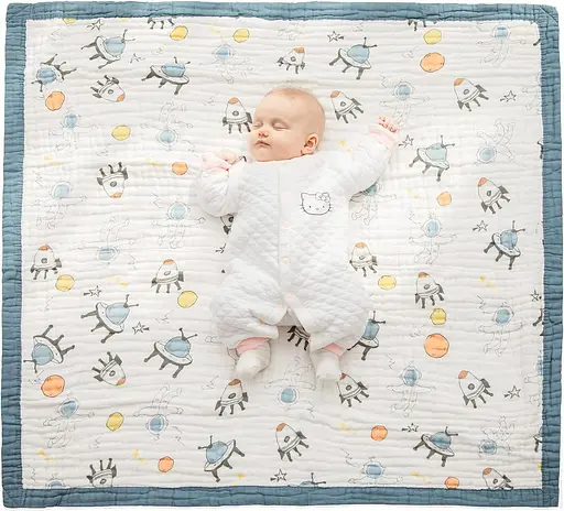 Плед дитячий мусліновий OldBro 100х110 см з красивим принтом Astronaut - фото 4