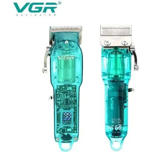Професійна стрижкова машинка VGR Professional Clipper Transparent Green V-660 - фото 2