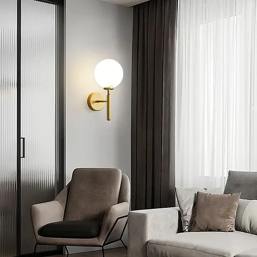 Бра з білим плафоном в латунному корпусі 32 см Line F Арт. B91086/1 CP - фото 1