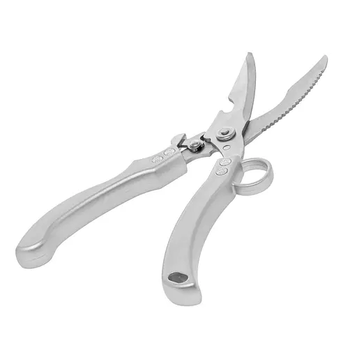 Кухонні ножиці секатор для птиці та риби з фіксатором та кільцем для пальця, Kitchen Master Сріблястий 87437 - фото 1